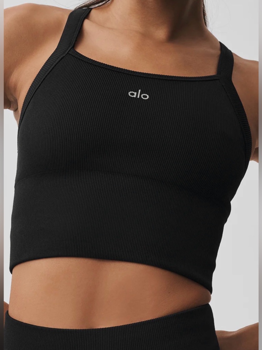 Alo- Seamless Ribbed Favorite Bra Tank - Black